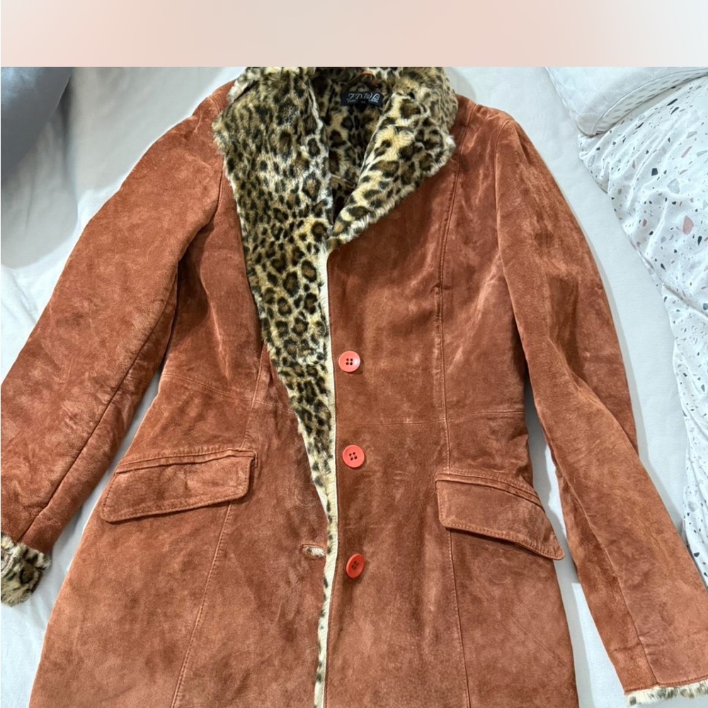 Brown Suede Cheetah Coat